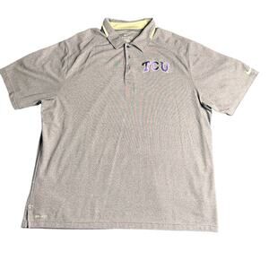 TCU Horned Frogs Nike Polo Shirt Mens 2XL Light Purple Short Sleeve Dri Fit